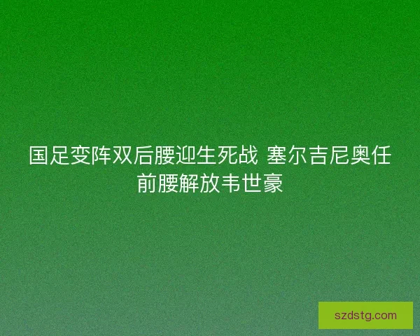 国足变阵双后腰迎生死战 塞尔吉尼奥任前腰解放韦世豪