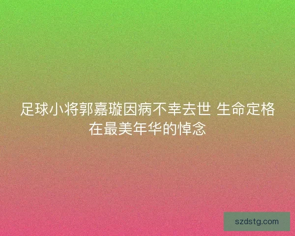 足球小将郭嘉璇因病不幸去世 生命定格在最美年华的悼念
